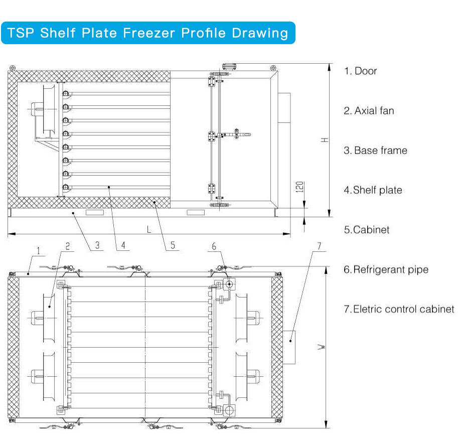 TSP Shelf Plate Freezer Profile Drawing